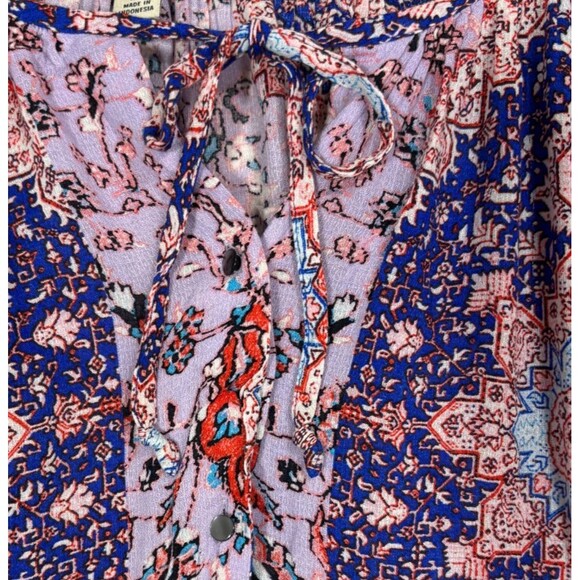 Lucky Brand Peasant Top Womens 1X Purple Floral Boho Flowy Relaxed Casual Comfy - Picture 2 of 9